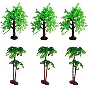 Set of 6 Artificial Miniature Jungle & Palm Trees (4-6" Tall) – Perfect for School Projects, Dioramas, and Play Sets