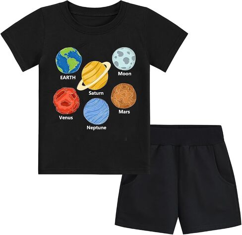Tkria Toddler Boys Clothes Summer Outfits Kids Cotton Tshirt and Shorts Set 2-7T in Saudi Arabia