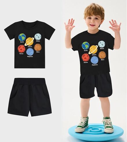 Tkria Toddler Boys Clothes Summer Outfits Kids Cotton Tshirt and Shorts Set 2-7T in Saudi Arabia