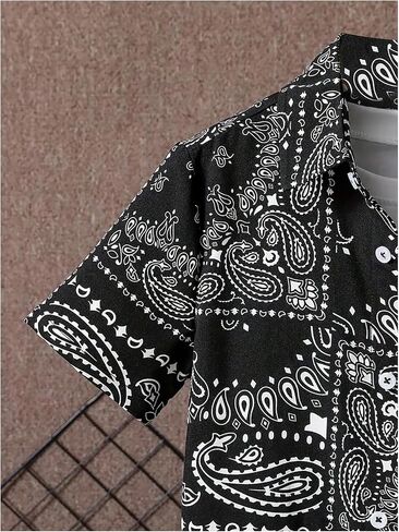 Boy's 2 Piece Clothing Set Paisley Short Sleeve Button Up Shirts and Elastic Waist Beach Shorts in Saudi Arabia