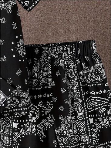 Boy's 2 Piece Clothing Set Paisley Short Sleeve Button Up Shirts and Elastic Waist Beach Shorts in Saudi Arabia