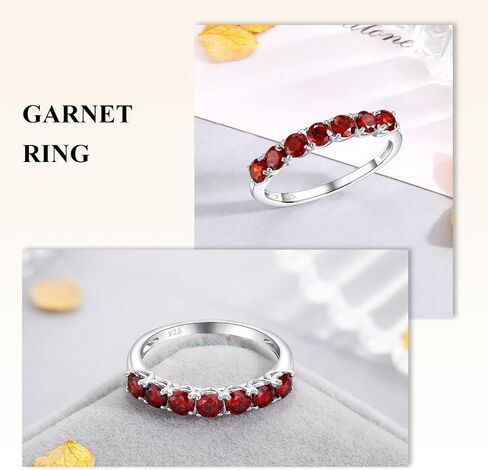 Birthstone Wedding Band Eternity Rings 925 Sterling Silver Rings Stackable Anniversary Engagement Rings Cubic Zirconia Inlaid Created Garnet/Amethyst/Sapphire Ring 7 Stone Ring, Size 6 to 10 in Saudi Arabia