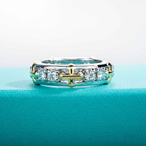 AnuClub Moissanite Wedding Band Eternity Rings for Men D Color VVS1 925 Sterling Silver Anniversary Band Ring with Certificate in Saudi Arabia
