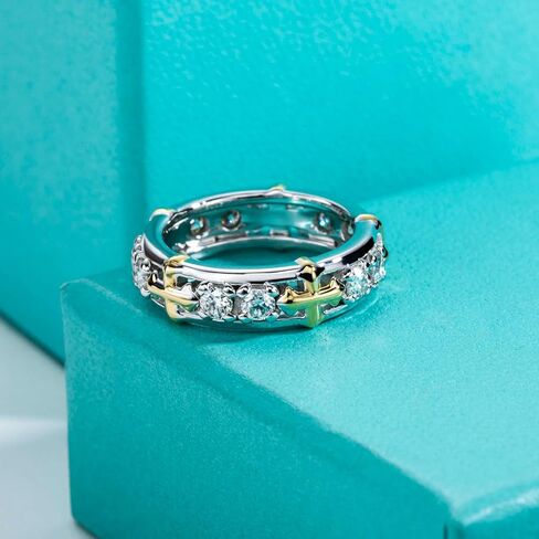 AnuClub Moissanite Wedding Band Eternity Rings for Men D Color VVS1 925 Sterling Silver Anniversary Band Ring with Certificate in Saudi Arabia
