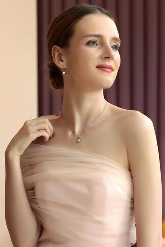 B. BRILLIANT Sterling Silver Heart Bezel-Set Necklace & Dangle Leverback Earrings Set Made with AAA Cubic Zirconia in Saudi Arabia