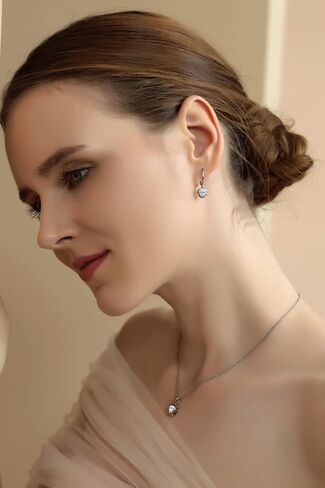 B. BRILLIANT Sterling Silver Heart Bezel-Set Necklace & Dangle Leverback Earrings Set Made with AAA Cubic Zirconia in Saudi Arabia