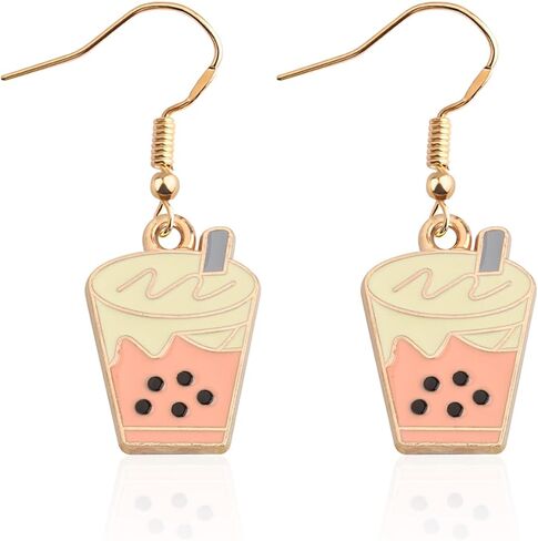 UJIMS Cute Bubble Tea Earrings - Boba Milk Tea Lover Gift for Women, Best Friends & Party in Saudi Arabia