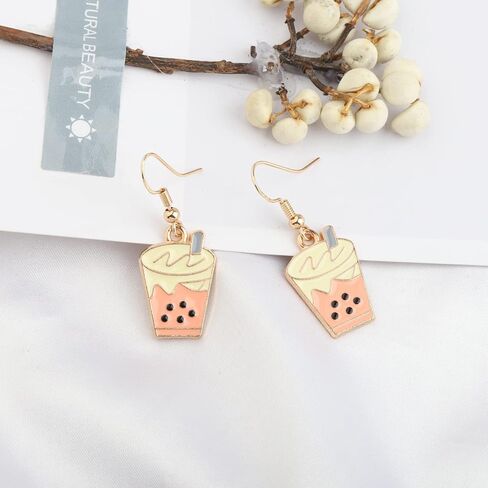 UJIMS Cute Bubble Tea Earrings - Boba Milk Tea Lover Gift for Women, Best Friends & Party in Saudi Arabia
