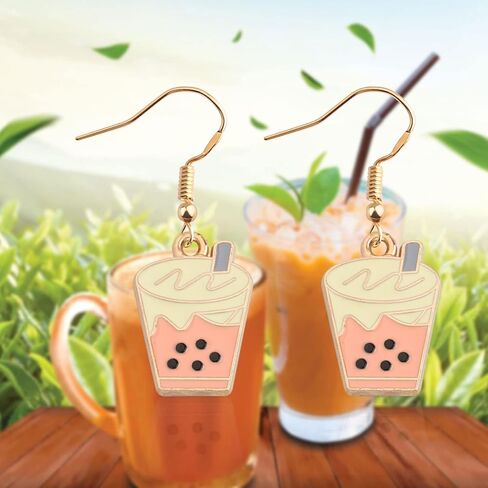 UJIMS Cute Bubble Tea Earrings - Boba Milk Tea Lover Gift for Women, Best Friends & Party in Saudi Arabia