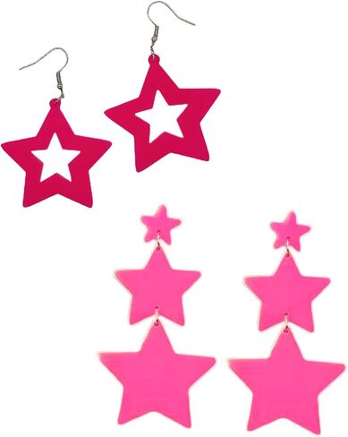 2pairs/مجموعة أكريليك النجمة الخماسي أقراط Y2K Party Fashion Jewelry 70s 80s Neon Star أقراط للنساء in Kuwait