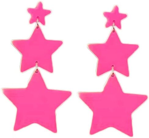 2pairs/مجموعة أكريليك النجمة الخماسي أقراط Y2K Party Fashion Jewelry 70s 80s Neon Star أقراط للنساء in Kuwait