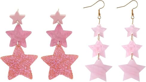 2pairs/مجموعة أكريليك النجمة الخماسي أقراط Y2K Party Fashion Jewelry 70s 80s Neon Star أقراط للنساء in Kuwait