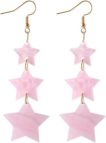2pairs/مجموعة أكريليك النجمة الخماسي أقراط Y2K Party Fashion Jewelry 70s 80s Neon Star أقراط للنساء in Kuwait