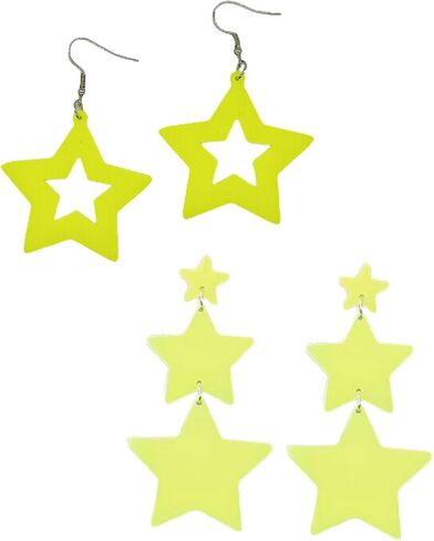 2pairs/مجموعة أكريليك النجمة الخماسي أقراط Y2K Party Fashion Jewelry 70s 80s Neon Star أقراط للنساء in Kuwait