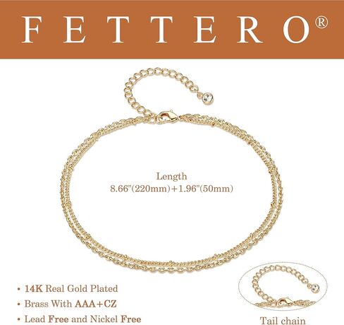 Fettero Anklet Bracelets for Women Gold Plated Dainty Waterproof Anklet Charm Bracelet Summer Beach Foot Jewelry in Kuwait
