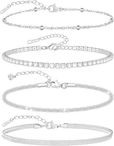 Ankle Bracelets for Women,18K Gold Plated Layered Beads Snake Chain Anklet for Women,Summer Beach Dainty Anklets Foot Jewelry Gift in Kuwait