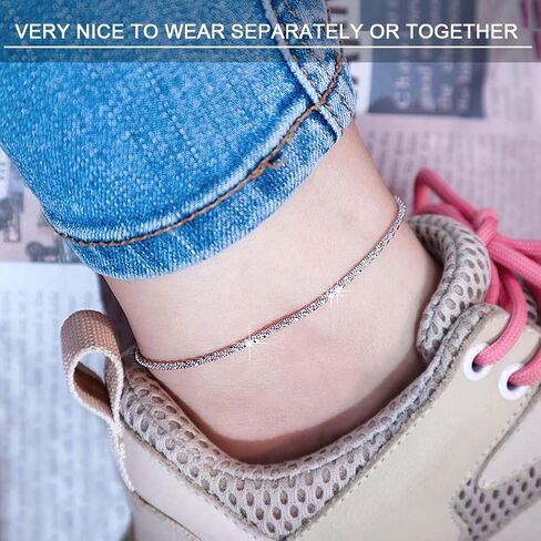 Ankle Bracelets for Women,18K Gold Plated Layered Beads Snake Chain Anklet for Women,Summer Beach Dainty Anklets Foot Jewelry Gift in Kuwait