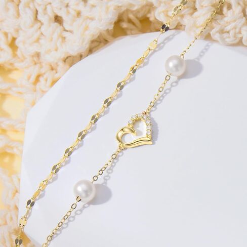 Sisgem Real 14k Gold Gold Natural Diamond Heart Anklet للنساء ، أحب أساور الكاحل لها ، 9+1+1 بوصة in Kuwait