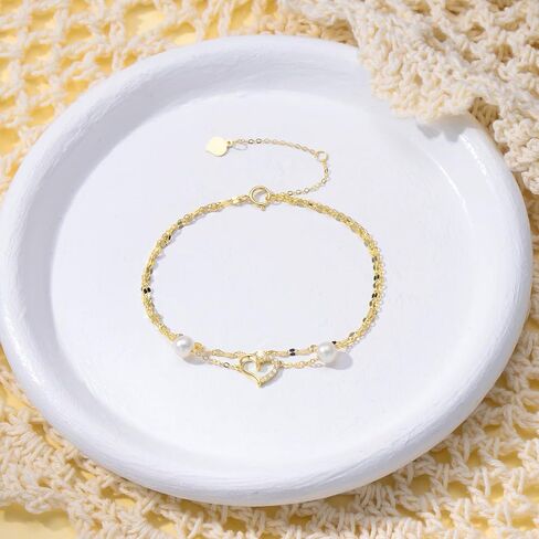 Sisgem Real 14k Gold Gold Natural Diamond Heart Anklet للنساء ، أحب أساور الكاحل لها ، 9+1+1 بوصة in Kuwait