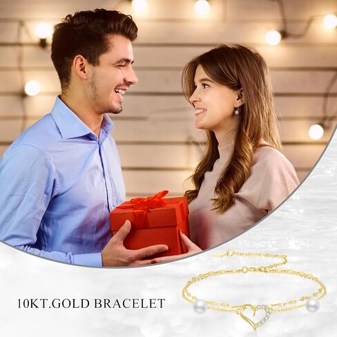 Sisgem Real 14k Gold Gold Natural Diamond Heart Anklet للنساء ، أحب أساور الكاحل لها ، 9+1+1 بوصة in Kuwait