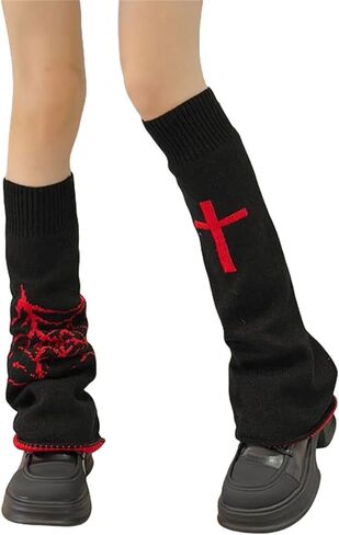 Goth Y2k Leg Warmers for Women Rave Hippie Alt Emo Knit Grunge Winter in Kuwait