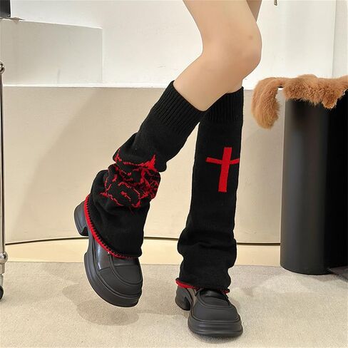Goth Y2k Leg Warmers for Women Rave Hippie Alt Emo Knit Grunge Winter in Kuwait
