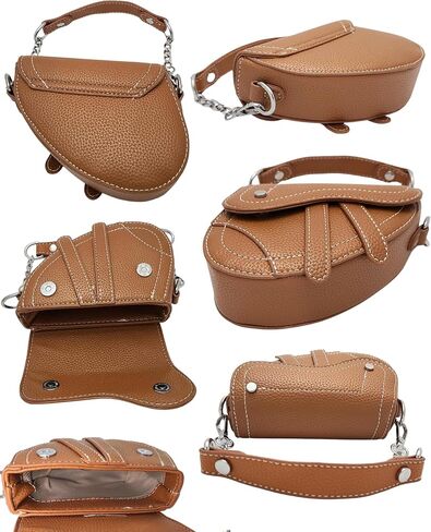 Mini Horse Saddle Crossbody Bag. Micro Purse. Vegan Leather Clutch Wallet with 2 Straps. In Brown, Gray, and Blush Pink in Saudi Arabia