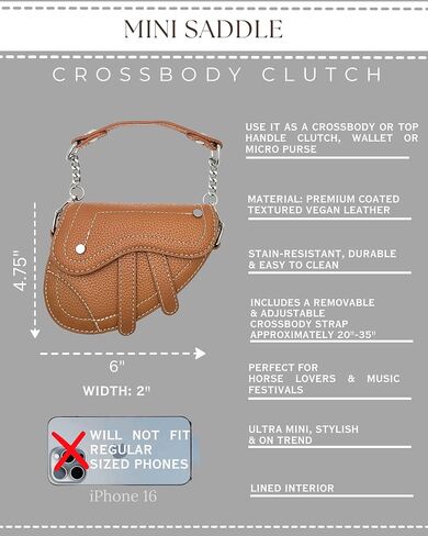 Mini Horse Saddle Crossbody Bag. Micro Purse. Vegan Leather Clutch Wallet with 2 Straps. In Brown, Gray, and Blush Pink in Saudi Arabia