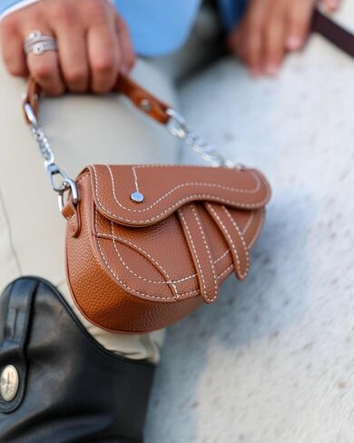 Mini Horse Saddle Crossbody Bag. Micro Purse. Vegan Leather Clutch Wallet with 2 Straps. In Brown, Gray, and Blush Pink in Saudi Arabia