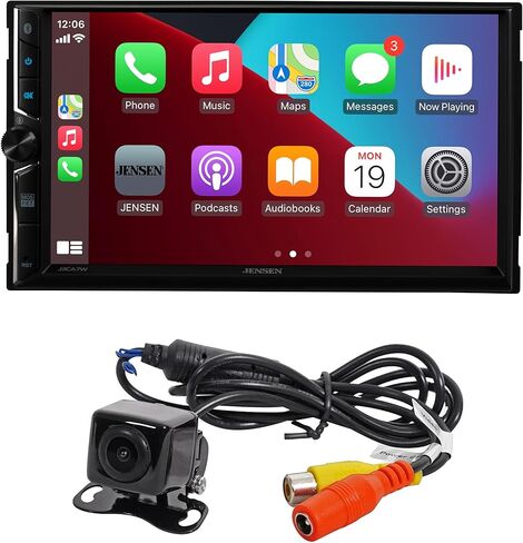 Jensen J3CA7W مقاس 7 بوصات معتمد من Apple CarPlay Android Auto سلكي أو لاسلكي | راديو ستيريو للسيارة بشاشة لمس مزدوجة DIN | بلوتوث | إدخال الكاميرا الاحتياطية | تشغيل وشحن USB in Kuwait