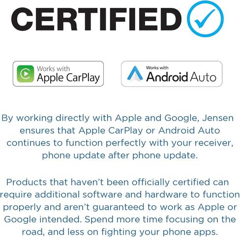 Jensen J3CA7W مقاس 7 بوصات معتمد من Apple CarPlay Android Auto سلكي أو لاسلكي | راديو ستيريو للسيارة بشاشة لمس مزدوجة DIN | بلوتوث | إدخال الكاميرا الاحتياطية | تشغيل وشحن USB in Kuwait