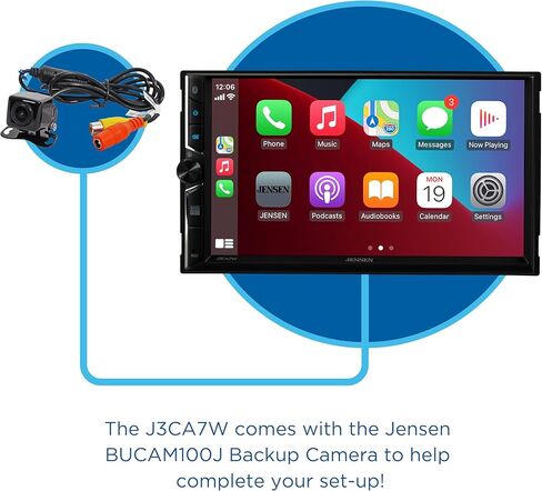 Jensen J3CA7W مقاس 7 بوصات معتمد من Apple CarPlay Android Auto سلكي أو لاسلكي | راديو ستيريو للسيارة بشاشة لمس مزدوجة DIN | بلوتوث | إدخال الكاميرا الاحتياطية | تشغيل وشحن USB in Kuwait