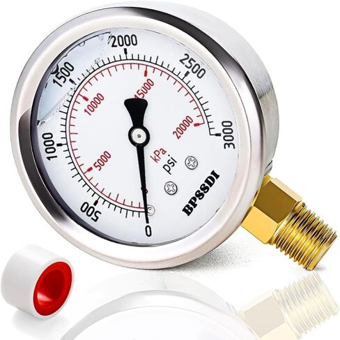 مقياس ضغط BPSSDI 0-60 رطل لكل بوصة مربعة، مملوء بالجلسرين، دقة 2.5%، قرص 2-1/2 بوصة، حامل سفلي 1/4 NPT، علبة من الفولاذ المقاوم للصدأ، لمنظم هوائي ضاغط الهواء RV منظم اختبار ضغط الإطارات المائية in Kuwait