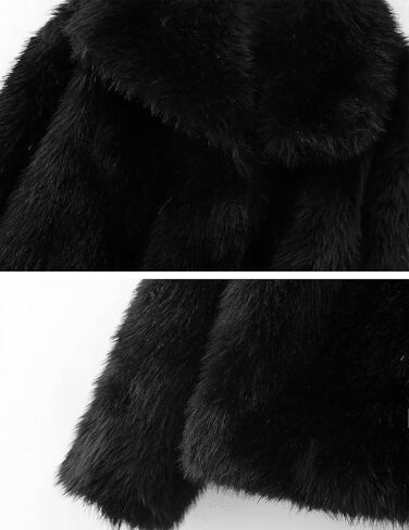 Haellun Women's Faux Fur Coat Long Sleeve Fluffy Jacket Open Front Furry Winter Shaggy Short Coat Outwear in Kuwait