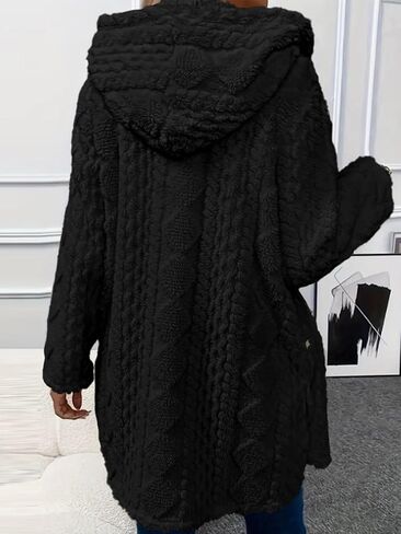 Women's Winter Coats Single Breasted Long Sleeve Wool with Hood Casual Faux Fur Trendy Outerwear in Saudi Arabia