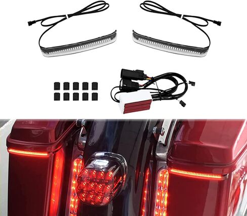 HCmotorku دراجة نارية LED السرج الذيل ضوء تشغيل الفرامل متسلسل بدوره مصباح إشارة صالح ل Harley Touring Road King Road Gilde Street Gilde Electra Glide Ultra Limited 2014-2023 عدسة مدخنة in Saudi Arabia