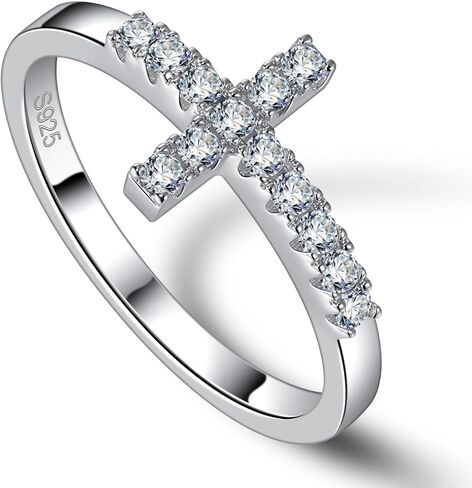 Moissanite Sterling Silver Silver Sideways Cross for Women 925 Eternity Promise Bresid in Kuwait