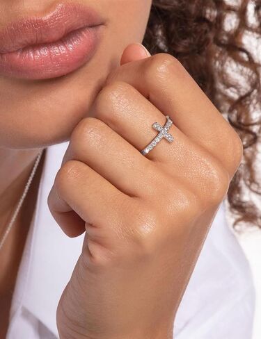Moissanite Sterling Silver Silver Sideways Cross for Women 925 Eternity Promise Bresid in Kuwait