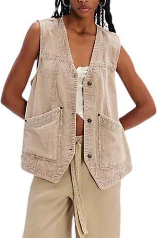 Zontroldy Women's Vintage v Corduroy Steps Olcyless Button Down Cardigan Outerwear مع جيوب in Saudi Arabia