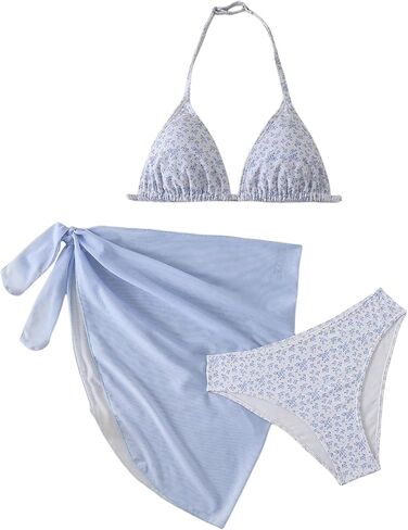 Soly Hux Girl's Summer Swimsuit Set Triangle Triangle Bikini مجموعة مع تنورات على شاطئ البحر in Saudi Arabia