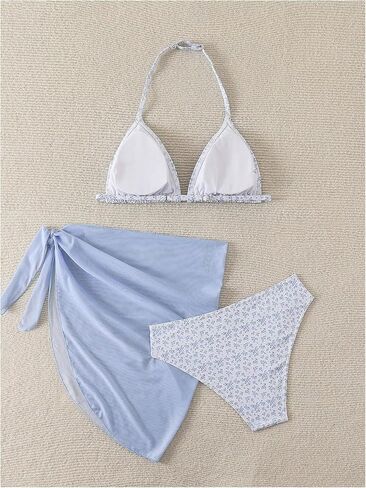 Soly Hux Girl's Summer Swimsuit Set Triangle Triangle Bikini مجموعة مع تنورات على شاطئ البحر in Saudi Arabia
