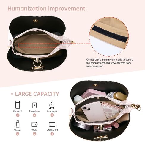 KALIDI Crossbody Purses for Women Vegan Leather Bucket Bag Fashion Ladies Crossbody Handbag Shoulder Purse with Multi Pockets in Kuwait