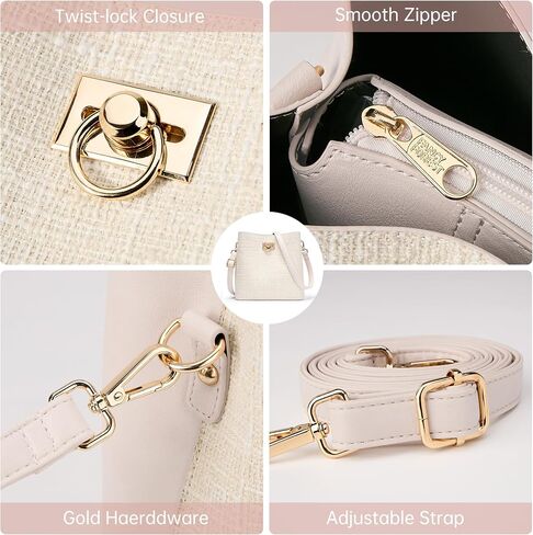 KALIDI Crossbody Purses for Women Vegan Leather Bucket Bag Fashion Ladies Crossbody Handbag Shoulder Purse with Multi Pockets in Kuwait