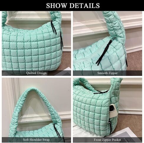 Quilted Tote Bag, Large Lightweight Quilted Bag Puffer Tote Bag Trendy Puffy Purse Hobo Bags for Women in Kuwait