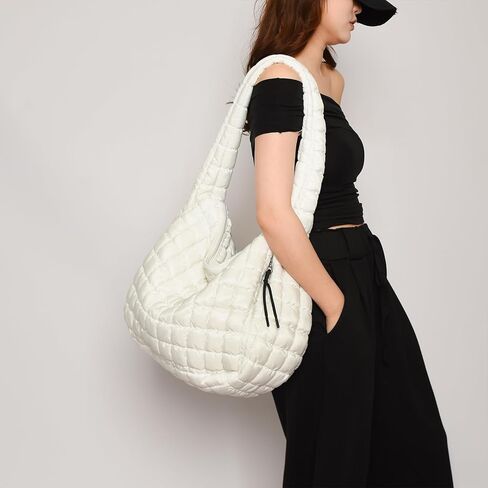 Quilted Tote Bag, Large Lightweight Quilted Bag Puffer Tote Bag Trendy Puffy Purse Hobo Bags for Women in Kuwait