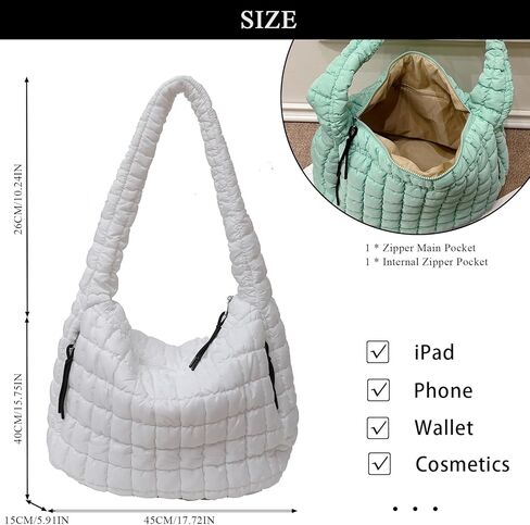 Quilted Tote Bag, Large Lightweight Quilted Bag Puffer Tote Bag Trendy Puffy Purse Hobo Bags for Women in Kuwait
