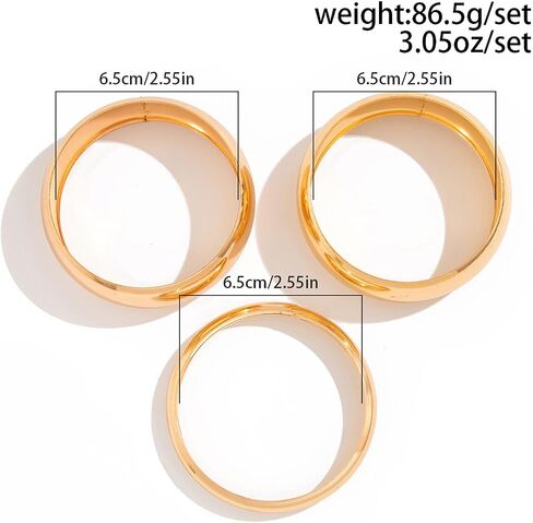 Chunky Gold Bangle Bracelets for Women Minimalist Wide Wrist Cuff Bracelets Stack Statement Bangle Bracelets Set Jewelry Gift for Women in Saudi Arabia