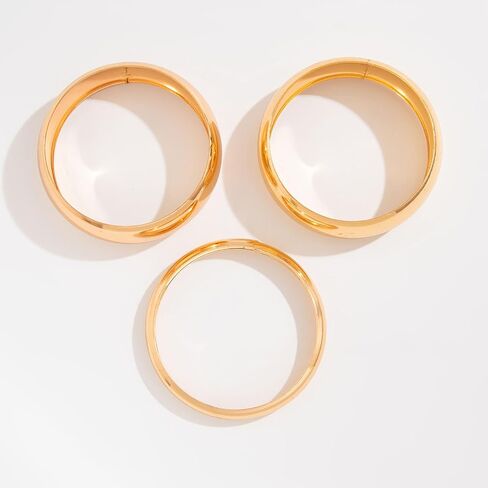 Chunky Gold Bangle Bracelets for Women Minimalist Wide Wrist Cuff Bracelets Stack Statement Bangle Bracelets Set Jewelry Gift for Women in Saudi Arabia