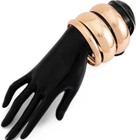 Chunky Gold Bangle Bracelets for Women Minimalist Wide Wrist Cuff Bracelets Stack Statement Bangle Bracelets Set Jewelry Gift for Women in Saudi Arabia
