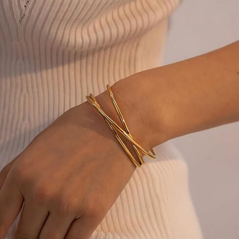 Gold Plated Statement Bangle Bracelets for Women Multiple Options Open Cuff Bracelet Trendy Jewelry in Kuwait